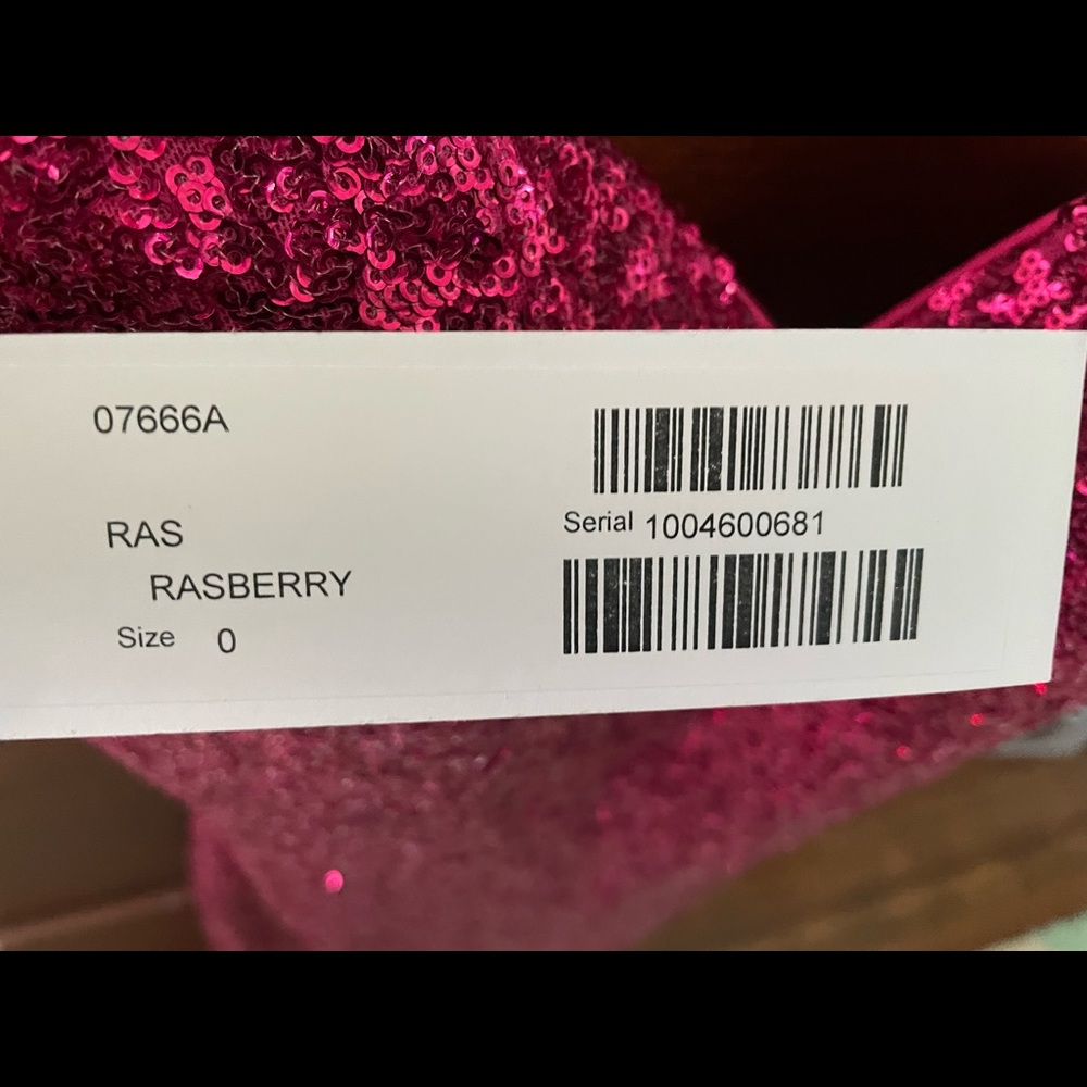 Jovani 07666 Raspberry Sequin Spaghetti Strap Sho… - image 5